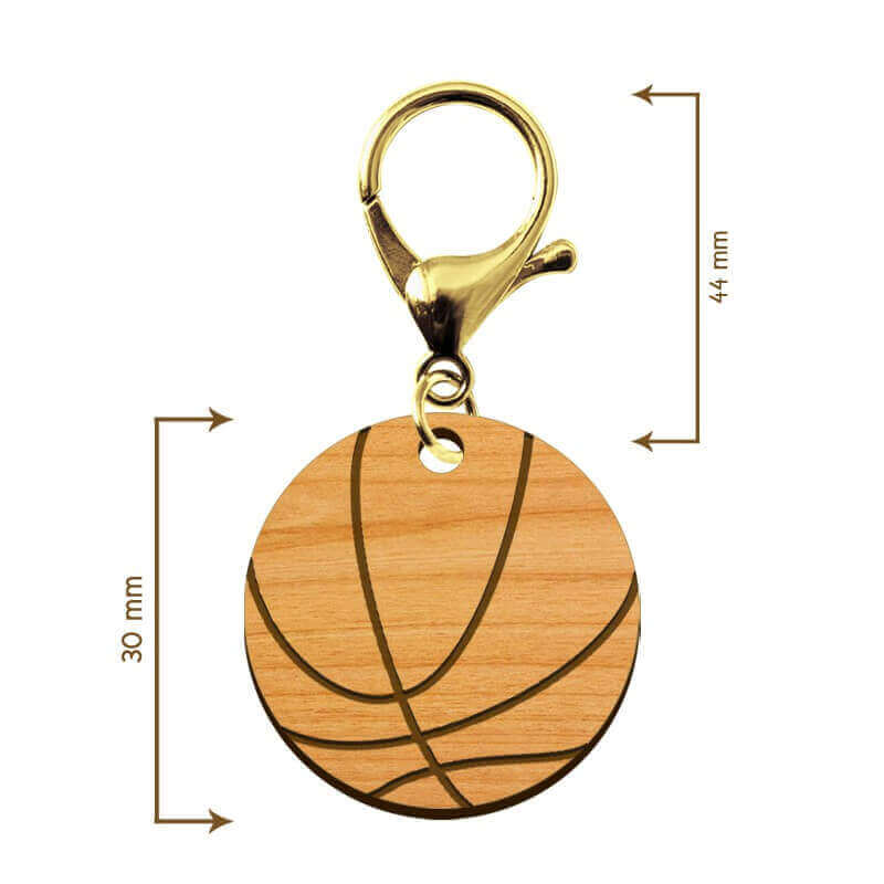 Dimensions porte-clé en bois - Ballon de basket personnalisé