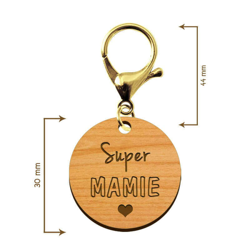 Dimensions Porte-clé en bois - Super Mamie