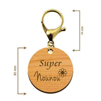 Dimensions porte-clé en bois - Super Nounou personnalisé