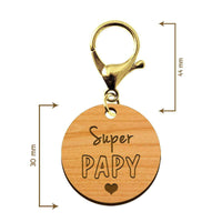 Dimensions porte-clé en bois - Super Papy