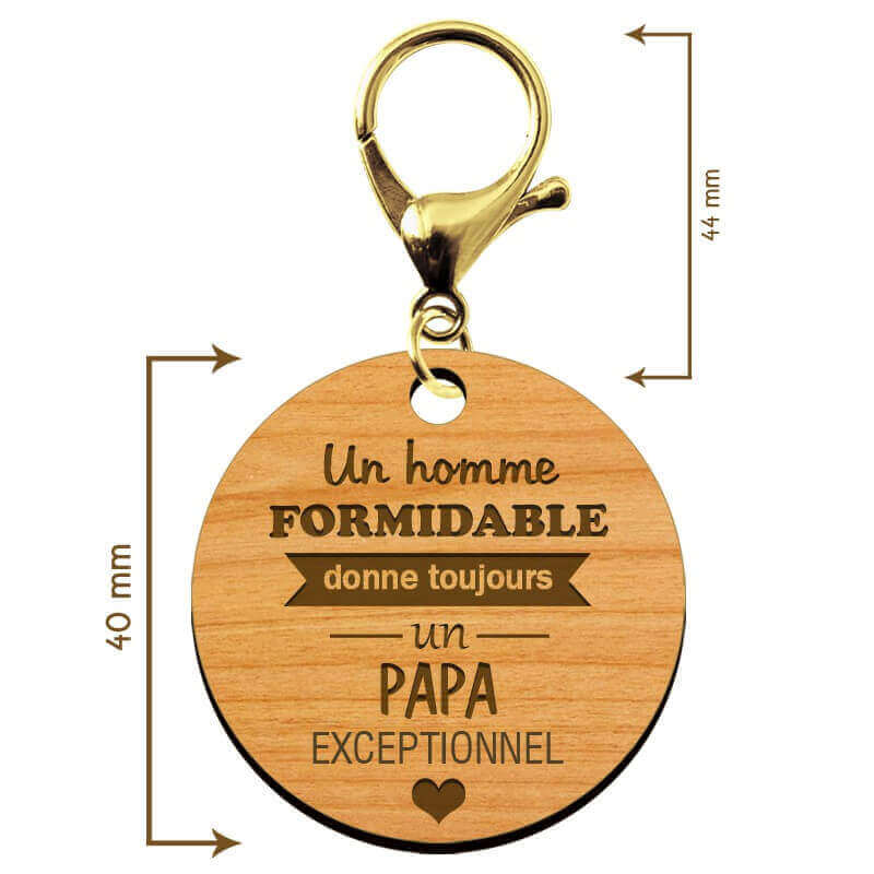 Dimensions porte-clé PAPA personnalisé  "Un homme formidable donne un PAPA exceptionnel" 
