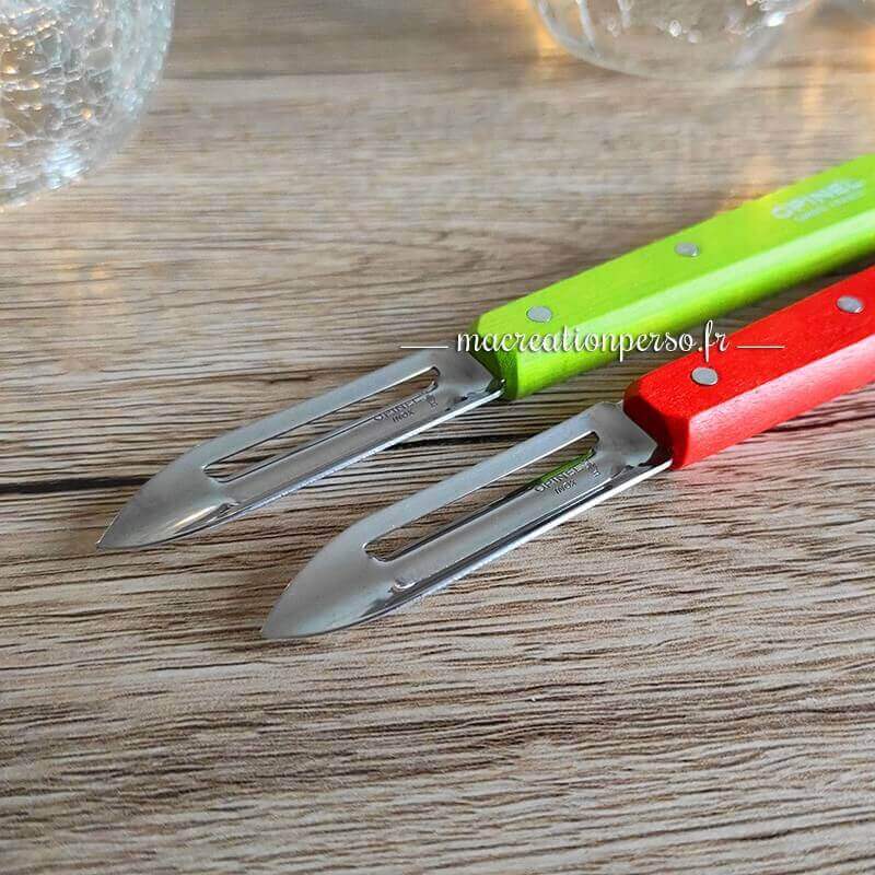 Économe cuisine ustensiles éplucheur Opinel pour légumes n° 115 rouge et vert