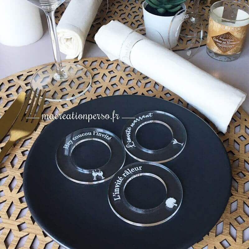 Ensemble de  ronds de serviette personnalisés transparent 