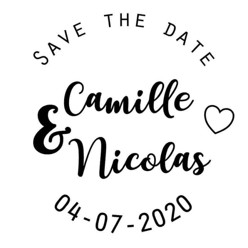 Exemple de tampon Save The Date personnalisé - Prenom et date à personnalisé