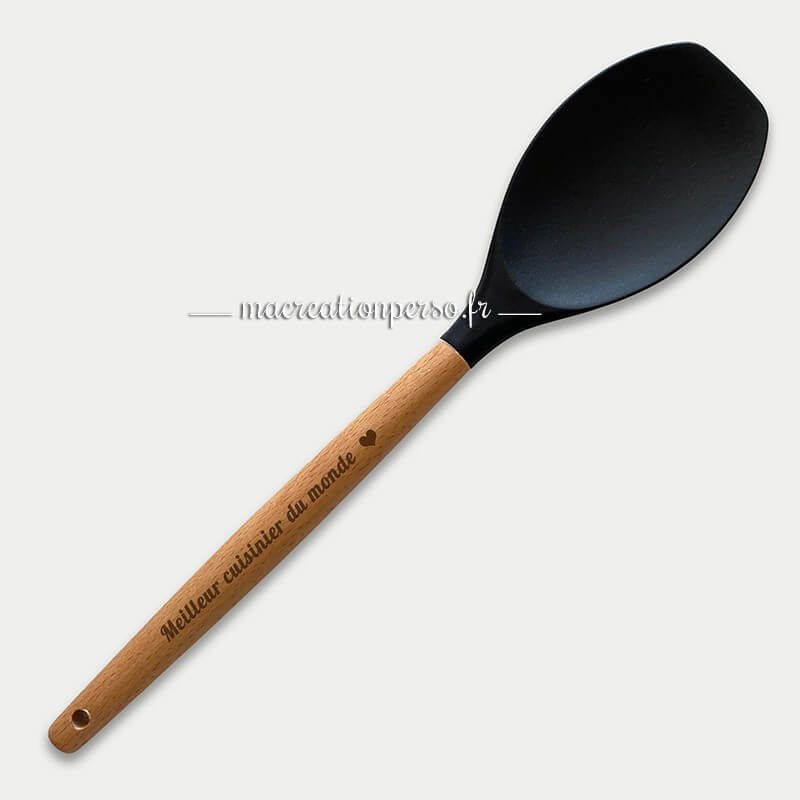 Grande cuillère de service en bois et silicone personnalisée