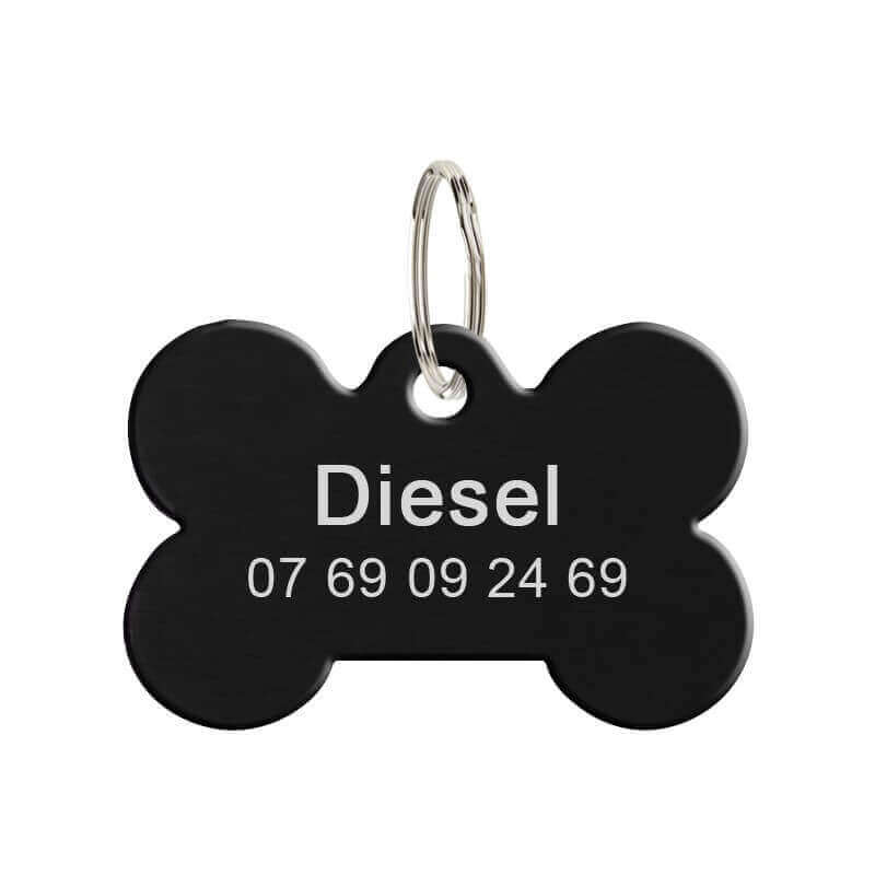 Grande médaille animal en métal os noir personnalisé avec anneau