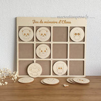 Jeu de mémoire en bois avec jeton sur le thème des animaux
