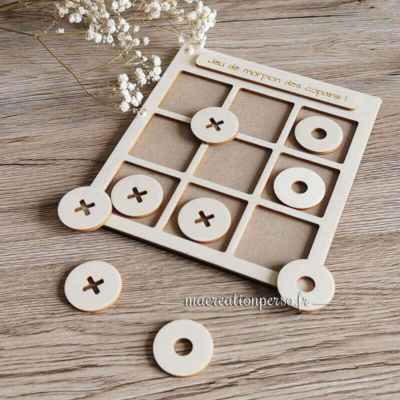 Jeu de MORPION en bois sur mesure 