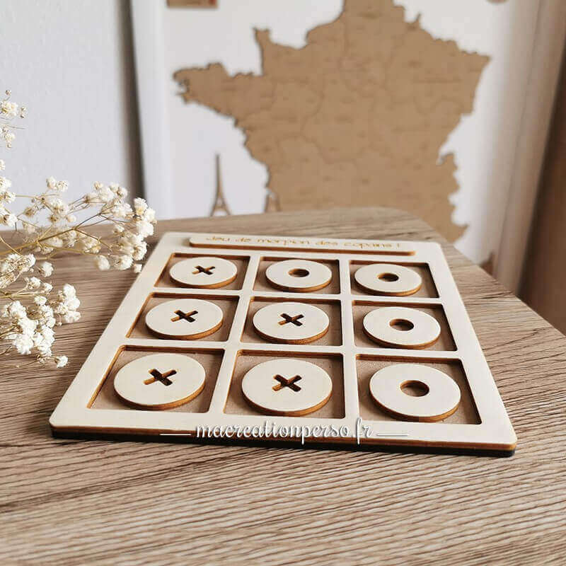 Jeux morpion bois déco personnalisable 