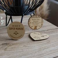 Lot de magnet en bois a personnaliser coeur et rond