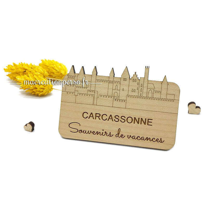 Magnet de la cité de Carcassonne en bois 