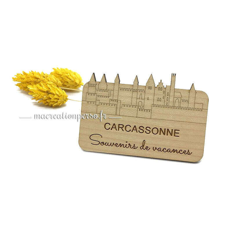 Magnet frigo chateau de Carcassonne en bois d'érable