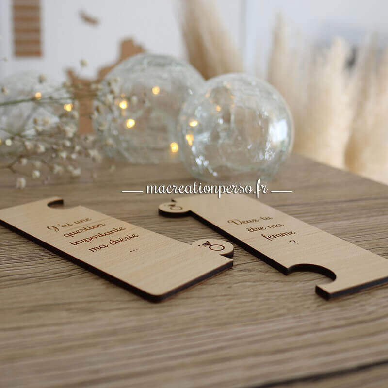 Marque page pour demande mariage personnalisable bois