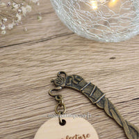 Marque page pour fête des mères métal théière et bois à personnaliser