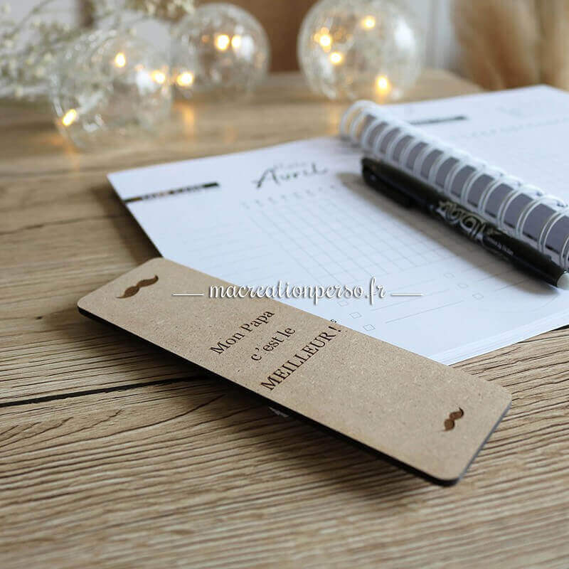 Marque page fête des pères en bois meilleur papa gravé