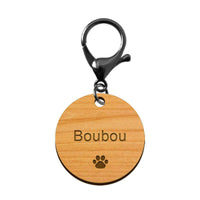 Médaille pour animaux en bois mousqueton noir 