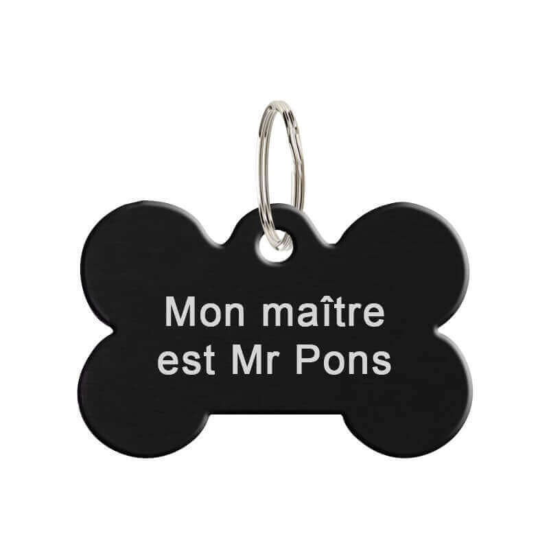 Médaille animaux en métal - Os noir 21 x 31 mm à personnaliser
