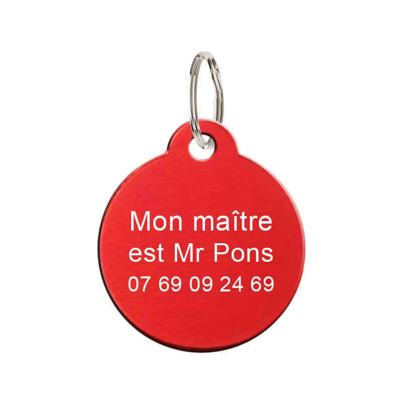 Médaille animaux en métal - Rond rouge 27 mm à personnaliser