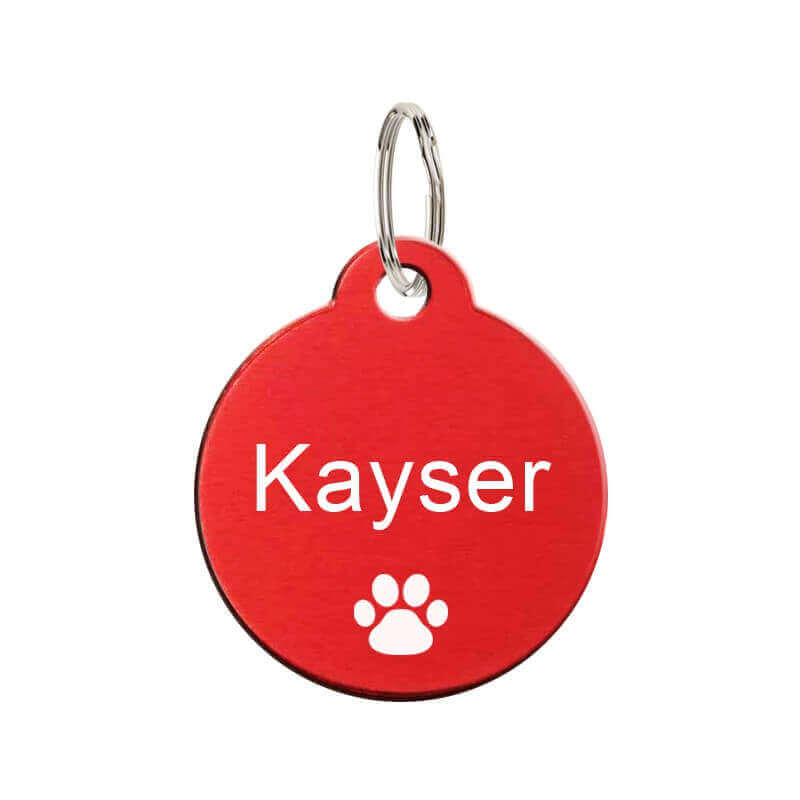 Médaille animaux en métal - Ronde rouge 27 mm à personnaliser