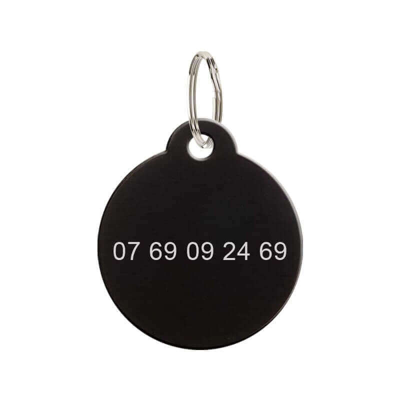 Médaille chat en métal  rond noir 27 mm personnalisé