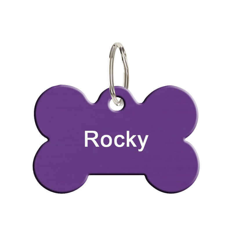 Médaille chien en métal os violet personnalisé
