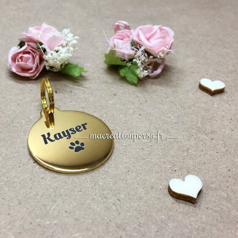 Médaille doré animaux en métal ronde 27 mm personnalisable
