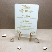Menu de mariage pas chers en bois gravé