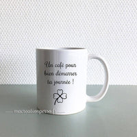 Mug sublimé en céramique avec votre texte et trèfle