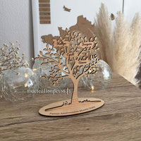 Objet déco arbre de vie en bois personnalisable vernis avec support en bois