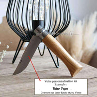 Couteau opinel personnalisé en chêne