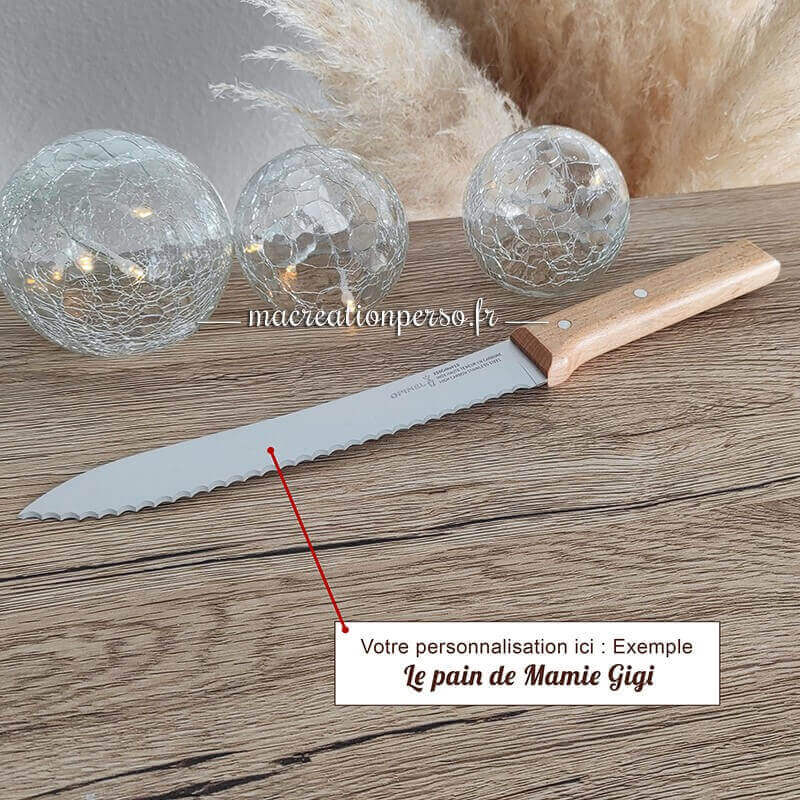 Opinel couteau à pain personnalisé sur lame acier inoxydable