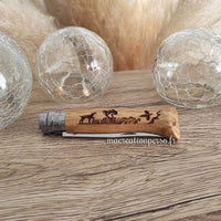 Opinel gravé chien chasse Animalia couteau N°08 