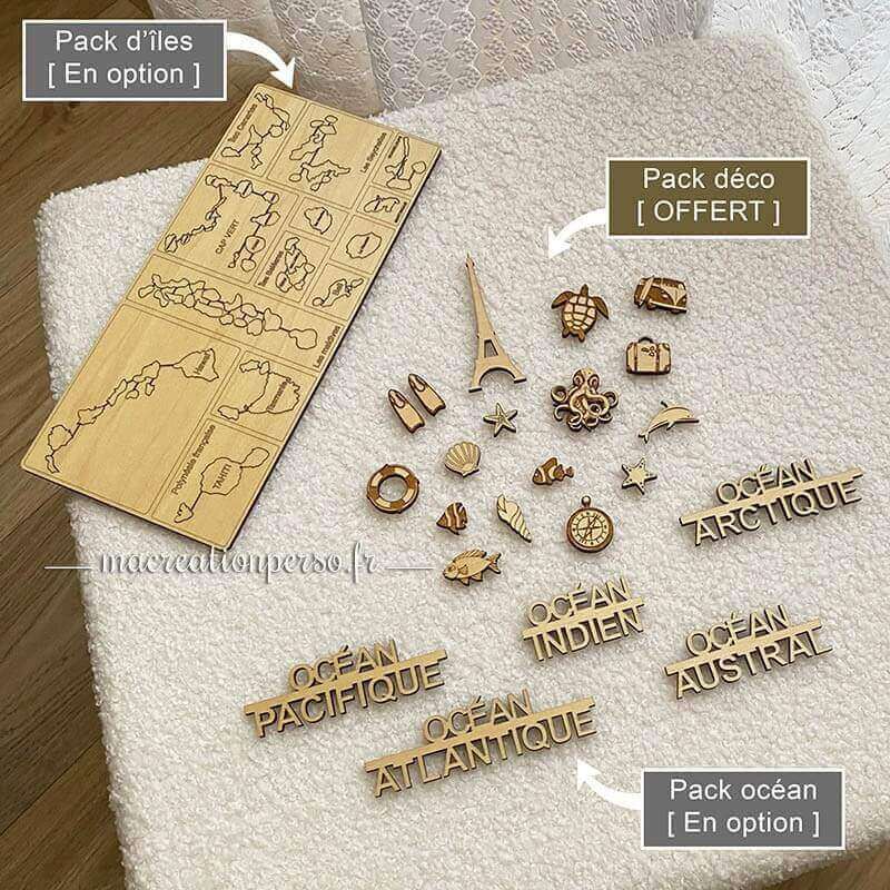 Kit déco carte du monde pack d'îles et océans