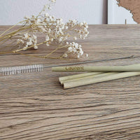 Pailles bambou gravées avec brosse de nettoyage