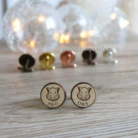 Paire de bouton de manchette sanglier personnalisable en bois