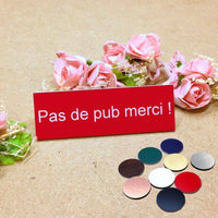 Plaque PAS DE PUB merci rectangle rouge gravure blanche