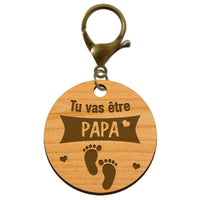 Porte-clé annonce Papa "Tu vas devenir PAPA" personnalisé mousqueton bronze