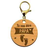 Porte-clé annonce Papa "Tu vas devenir PAPA" personnalisé mousqueton doré