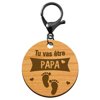 Porte-clé annonce Papa "Tu vas devenir PAPA" personnalisé mousqueton noir