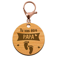 Porte-clé annonce Papa "Tu vas devenir PAPA" personnalisé mousqueton rose