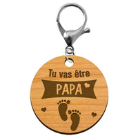 Porte-clé annonce Papa "Tu vas devenir PAPA" personnalisé mousqueton argenté