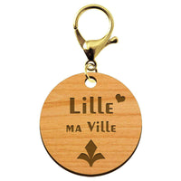 Porte-clé artisanal LILLE ma Ville en bois à personnaliser - macreationperso