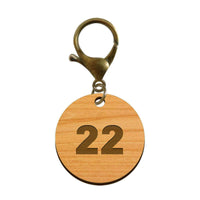 Porte-clé en bois numéro 22 - Ballon de basket mousqueton bronze