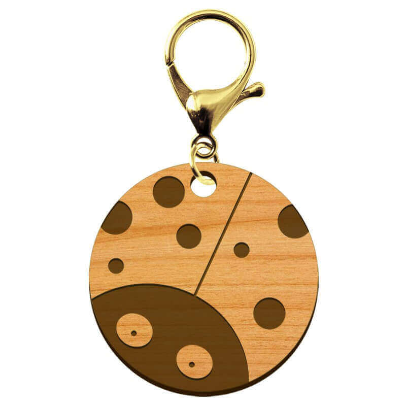 Porte-clé coccinelle bois à personnaliser mousqueton doré