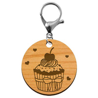 Porte-clé Cupcake en bois à personnaliser - macreationperso mousqueton argenté