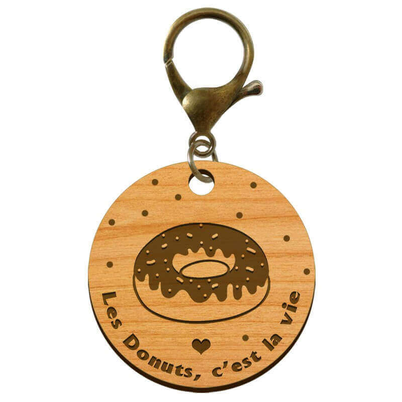 Porte-clé "Les Donuts, c'est la vie" - macreationperso mousqueton bronze