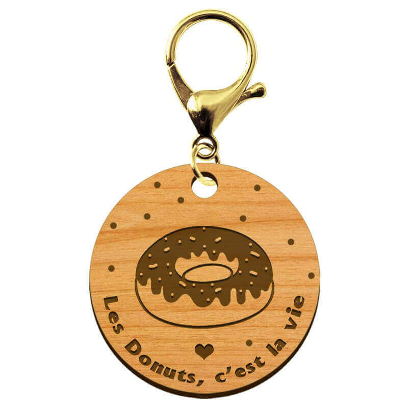 Porte-clé "Les Donuts, c'est la vie" mousqueton doré