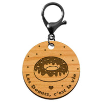 Porte-clé "Les Donuts, c'est la vie" mousqueton noir