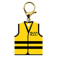 Porte-clé gilet jaune RIC avec mousqueton de couleur doré