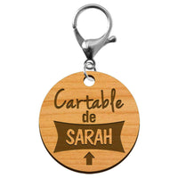 Porte clé identification pour cartable personnalisable mousqueton bronze